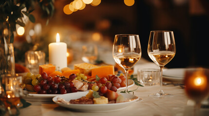 Obraz na płótnie Canvas Elegant and select restaurant table Wine Glass