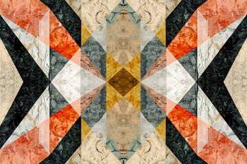 Create a symmetrical pattern of geometric shapes, with alternating textures