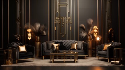 Use a monochromatic color scheme with pops of gold or brass to capture the luxurious and elegant...