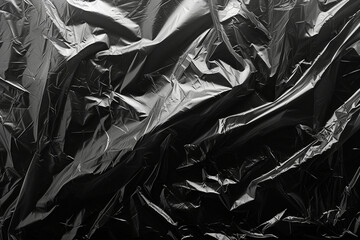 
Wrinkled Plastic Wrap Texture on a Sleek Black Background, Creating Stylish Cellophane Package Wallpaper"