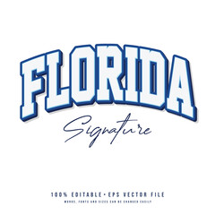 Florida text effect vector. Vintage editable college t-shirt design printable text effect vector