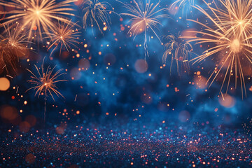 Abstract Firework Display Creates a Dynamic Background with Ample Space for Text"