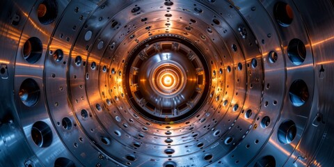 Exquisite Detail Of Wastetoenergy Plant's Combustion Chamber, Generating Heat And Electricity. Сoncept Waste-To-Energy Technology, Combustion Chamber, Heat And Electricity Generation - obrazy, fototapety, plakaty