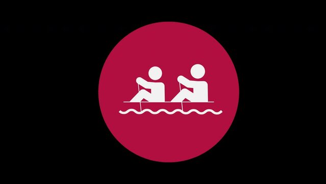 Pictograma de los Juegos Ol&iacute;mpicos de lado derecho con el deporte remo con alpha en un circulo rojo