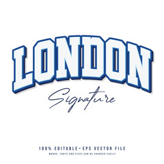 London text effect vector. Vintage editable college t-shirt design printable text effect vector