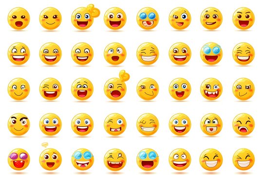 Facebook emoticon buttons. Collection of Emoji Reactions for Social Network