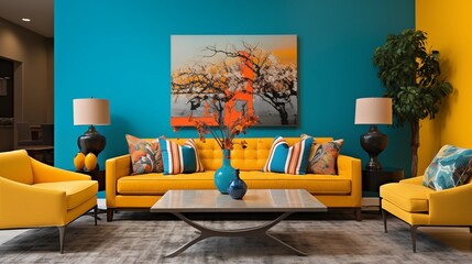 Use pops of bold colors, like mustard yellow or teal, to add vibrancy and energy to the living spacear