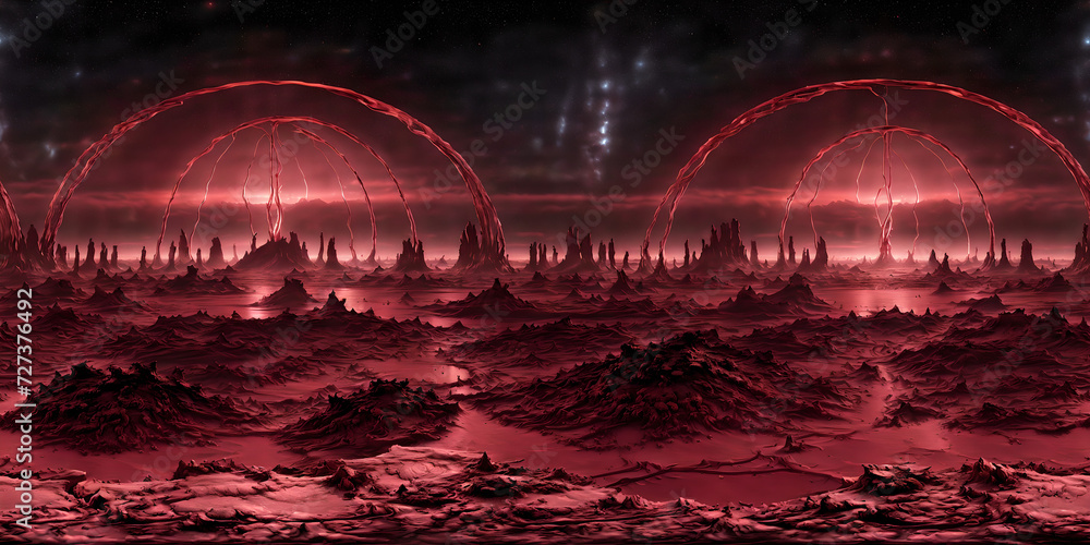 Wall mural red alien planet mountains full 360 degrees seamless spherical panorama hdri equirectangular project