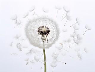 Dandelion with Seeds Blowing Change and Renewal Isolated on White Background AI Generated