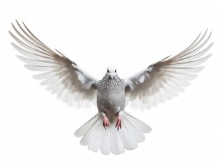 Fototapeta premium Dove in Flight Freedom and Hope Isolated on White Background AI Generated