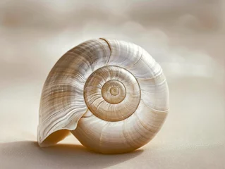 Poster Beautiful seashell, beige background © Lina