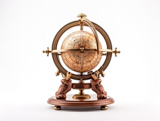 Globe on a Stand World Exploration Isolated on White Background AI Generated