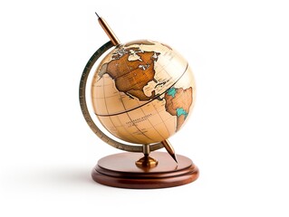 Globe on a Stand World Exploration Isolated on White Background AI Generated