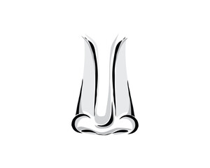 black and white vector sketch design of a human nose which is used to smell various types of odors