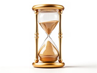 Hourglass with Gold Dust Value of Time Isolated on White Background AI Generated