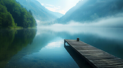 solitary boat dock on a lake