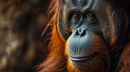 Close Curious Orangutan Looking The