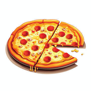 Pizza 3D cartoon vector icon illustration. 3D flat.