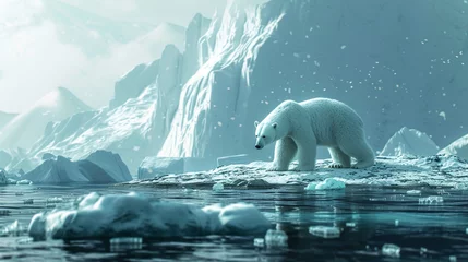 Foto op Canvas Polar bear on icy landscapes © Banu