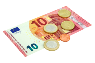 12,41 Euro Mindestlohn in Deutschland 2024  Geldscheine und Münzen