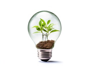 Fototapeta na wymiar Lightbulb with Plant Growing Inside Innovation and Growth Isolated on White Background AI Generated