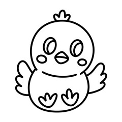 Cute chicken childish simple yellow chick line icon.