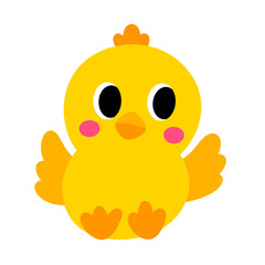 Cute chicken childish simple yellow chick.