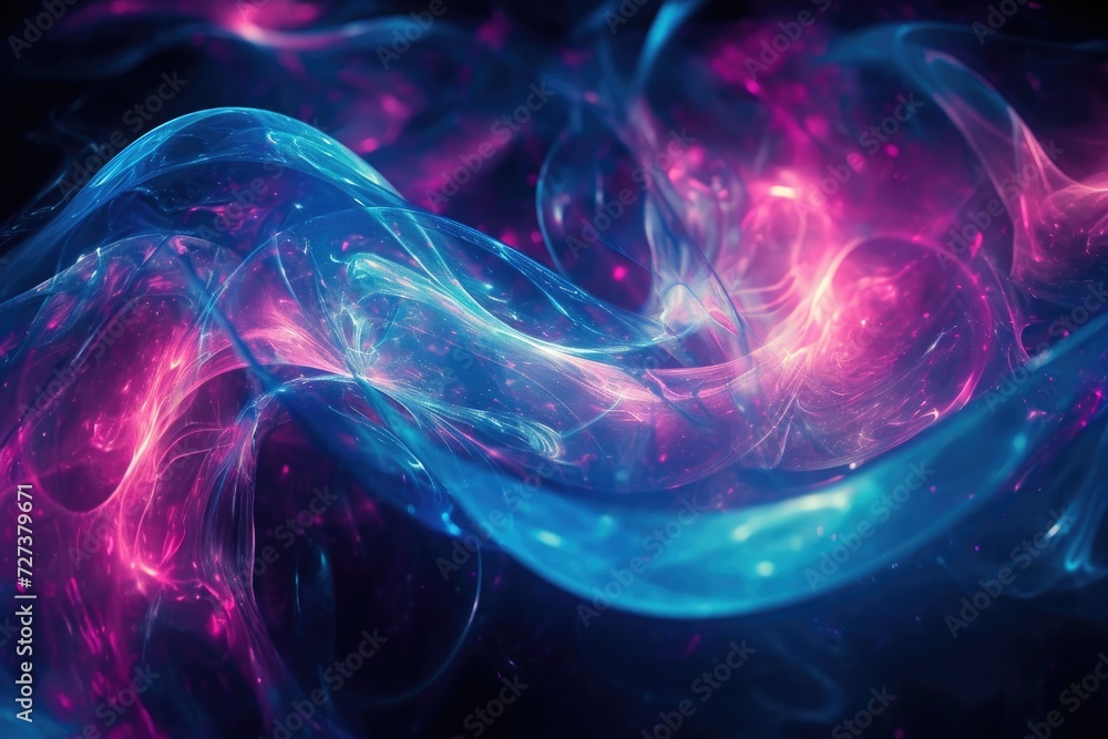 Poster A visually striking abstract background featuring vibrant shades of blue and pink, A glowing abstract background with a bio-luminescent feel, AI Generated