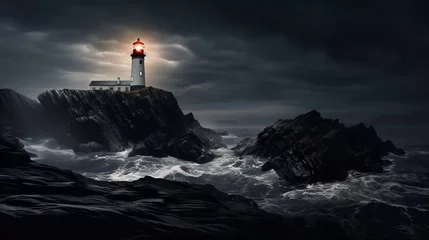Foto op Plexiglas Lighthouse Shining Beam Guidance and Hope Isolated on White Background AI Generated © VisualMarketplace