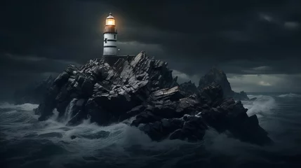 Foto op Plexiglas Lighthouse Shining Beam Guidance and Hope Isolated on White Background AI Generated © VisualMarketplace