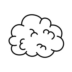 Cartoon brain or mind human body organ line icon.