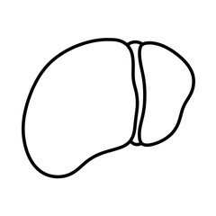 Cartoon healthy liver human body organ line icon.