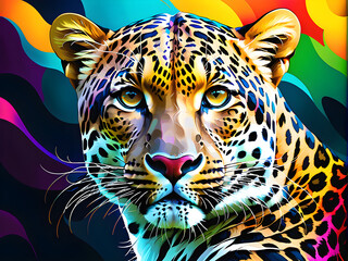 Leopard animal abstract wallpaper Contrast background panthera in vivid colors  Ai Generative 