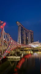 Poster Singapore Skyline during night with Marina bay in background