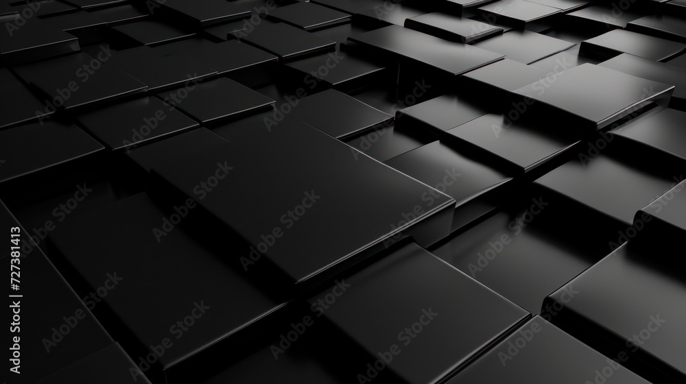 Poster 3d black cube box background with a super black, futuristic oled-friendly design, showcasing a high-