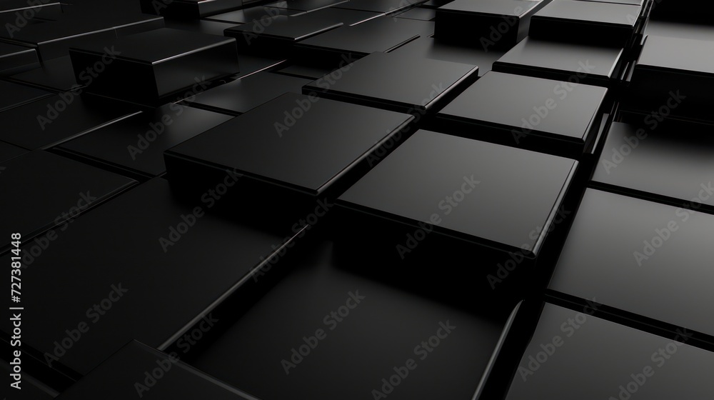 Poster 3d black cube shape background with a super black, futuristic oled-friendly design, showcasing a hig