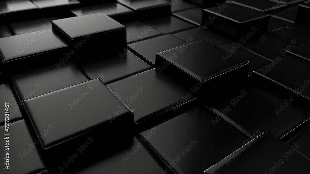 Poster 3d black cube shape background with a super black, futuristic oled-friendly design, showcasing a hig
