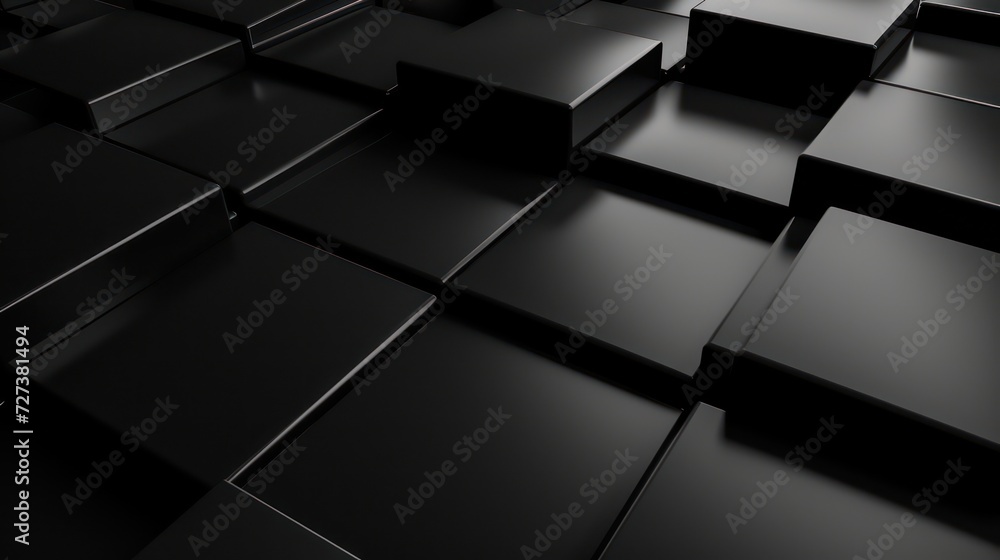 Poster 3d black cube shape background with a super black, futuristic oled-friendly design, showcasing a hig