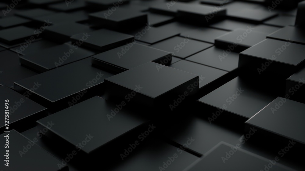 Poster 3d black cube shape background with a super black, futuristic oled-friendly design, showcasing a hig