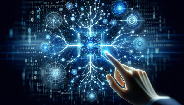 Abstract Neural Network with Futuristic Digital Interface