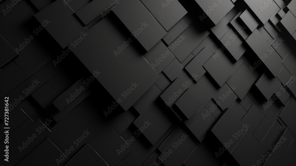 Poster 3d black cube shape background with a super black, futuristic oled-friendly design, showcasing a hig