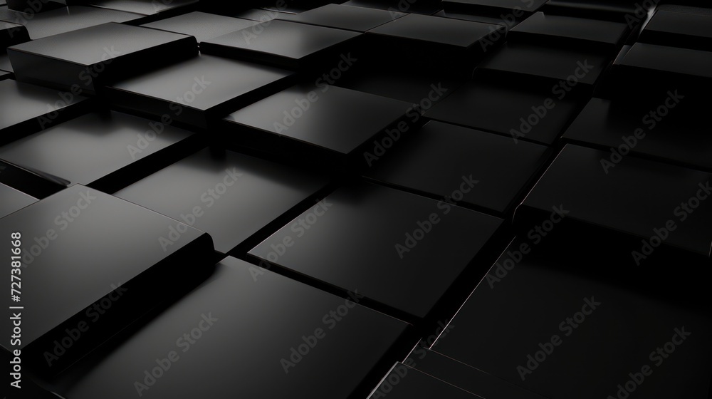 Poster 3d black cube shape background with a super black, futuristic oled-friendly design, showcasing a hig