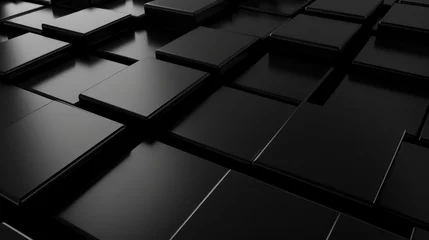 Poster 3D black cube box background with a super black, Futuristic OLED-friendly design, showcasing a high-tech and minimalist modern © Matthew