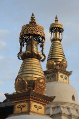 Naklejka premium Stupas Under the Evening Sky