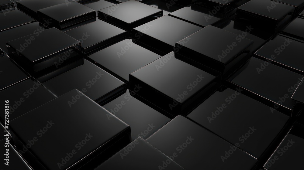 Poster 3d black block background with a super black, futuristic oled-friendly design, showcasing a high-tec