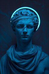 Classical Sculpture Meets Futuristic Vision created with Generative AI technology
