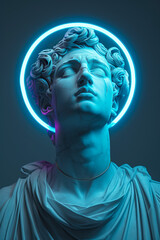 Classical Sculpture Meets Futuristic Vision created with Generative AI technology