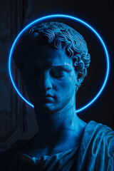 Obraz premium Classical Sculpture Meets Futuristic Vision created with Generative AI technology