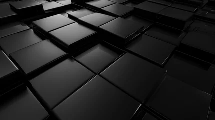 Foto op Canvas 3D black cube shape background with a super black, Futuristic OLED-friendly design, showcasing a high-tech and minimalist modern © Matthew