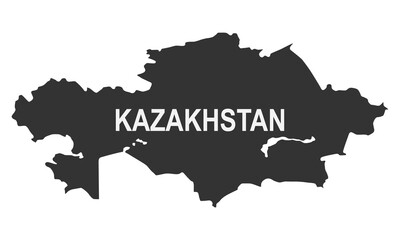 Kazakhstan map of black contour curves of vector illustration